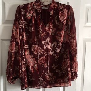 Burgundy flowered dress shirt size L